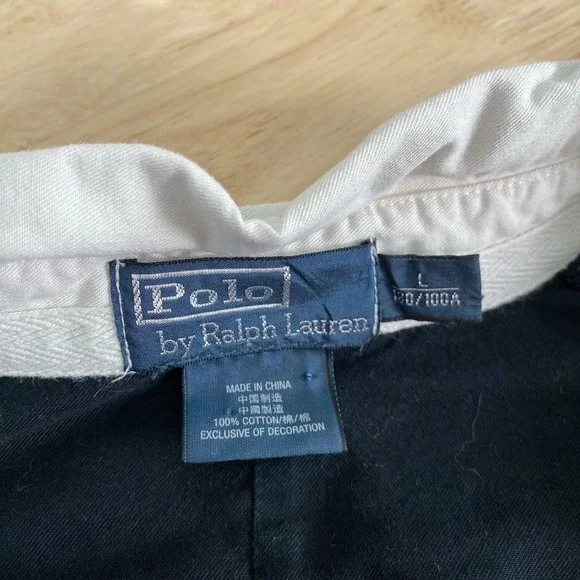 Polo Ralph Lauren Shirt Men's Large Rugby Polo Long Sleeve Crest Black Pocket - Picture 10 of 13